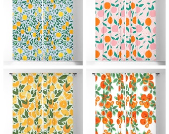 Citrus Curtain Panel Oranges And Blossoms On Cream Ii by kaileyhawthorn Summer Fruit Oranges Food Custom Curtain Panel by Spoonflower