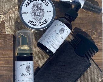 Beard Care Groom Kit with Beard Wash, Conditioner, Balm & Oil