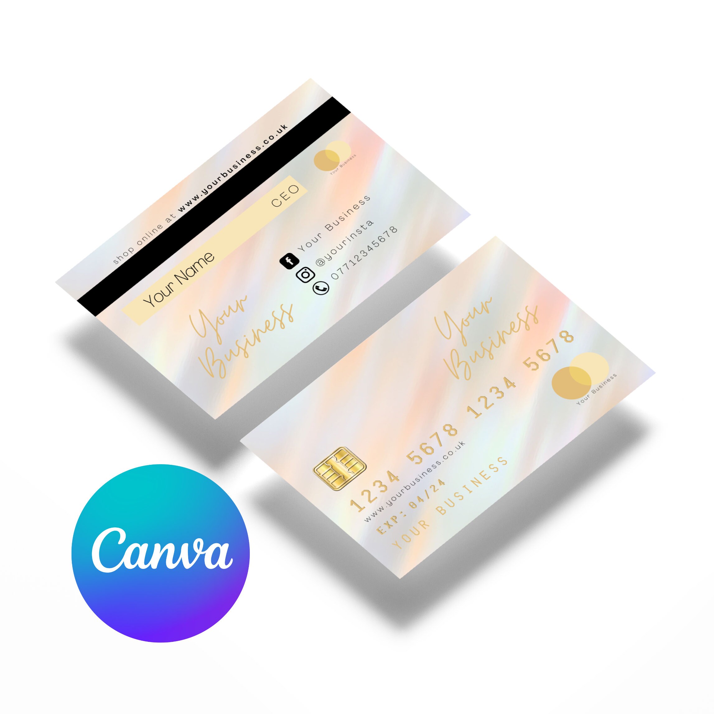 Canva Metallic Foil Business Card Template | Metallic Gold Credit Card ...