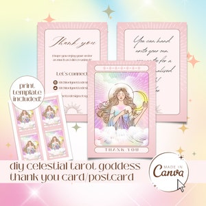 de déesse céleste du tarot de couleur Canva | Papeterie personnalisable imprimable assez élégante pour petites entreprises