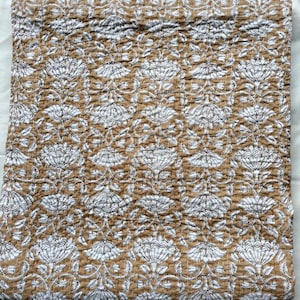 Handmade Floral Kantha Quilt: Indian Handblock Print Cotton Bedspread