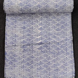 Blue Floral Kantha Quilt: Hand Block Print Cotton Bedspread