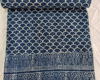 Indian Indigo Blue Kantha Quilt Handgemachte Indigo Kantha Bettüberwurf Baumwolldecke Gudari Twin Queen Indigo Blue Reversible Kantha Quilt