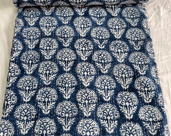 Indische Kantha Quilt/ Blaue Kantha Bettdecke/Decke Gudari/Queen Kantha Quilt/indische handgemachte Kantha Quilt/Bettüberwurf/Blaue Quilt