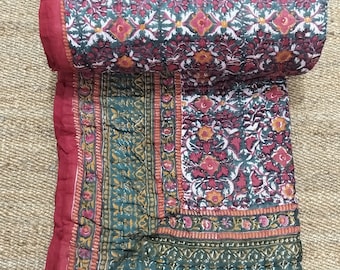 Handblock Gedruckt Quilt, Indische Handgemachte Jaipur Aztek Baumwolle Voile Handgemachte Blumen Quilt, Jaipuri razai Tröster Tagesdecke