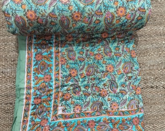 Indische Hand Block Print Baumwolle Quilts Kantha Floral Quilt, indische handgemachte Reversible Jaipuri Mazedonien, Quilt Decke, Block Print indische Quilt