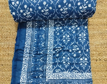 Wendedecke ~100% Baumwolle Quilt~Indian Quilt~Winter , Kantha Quilt, Handgedrucke Rajai, Jaipur Quilt, Hand Block Print Deckedecken