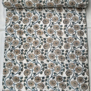 Indian Kantha Throw Blanket Quilt Pure Cotton Bedspread Floral Print Hand Block Quilt King Size Lightweight Kantha Blanket Handmade Quilt