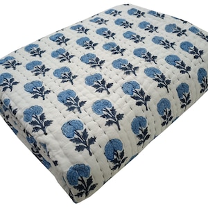 Indian Jaipuri Block Print Quilt Printed Reversible Razai Cotton Handmade Floral Quilt, Jaipuri razai , Bedspread Comforter , 100% Handmade