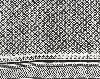 Handmade Black Kantha Quilt: Indian Cotton Bedspread Reversible King Size Blanket