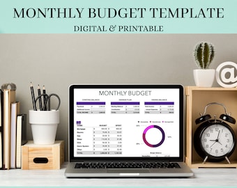 Monthly Budget Template for EXCEL/ NUMBERS/ (Instant Download) - Etsy
