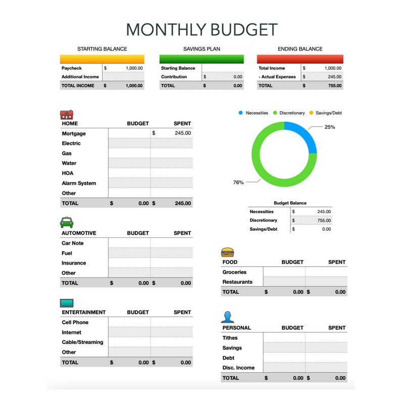 Monthly Budget Template in Apple Numbers digital & Printable Etsy Ireland