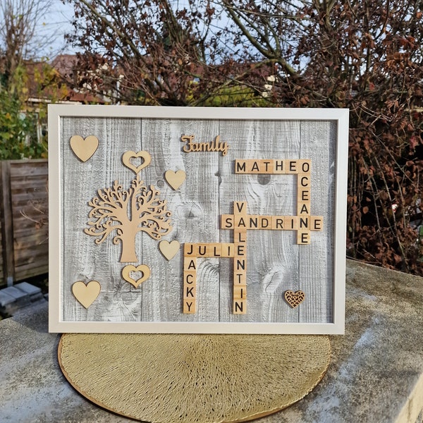 Customizable Scrabble frame - different frames - different patterns - up to 15 first names (beyond this, please contact me for a quote)