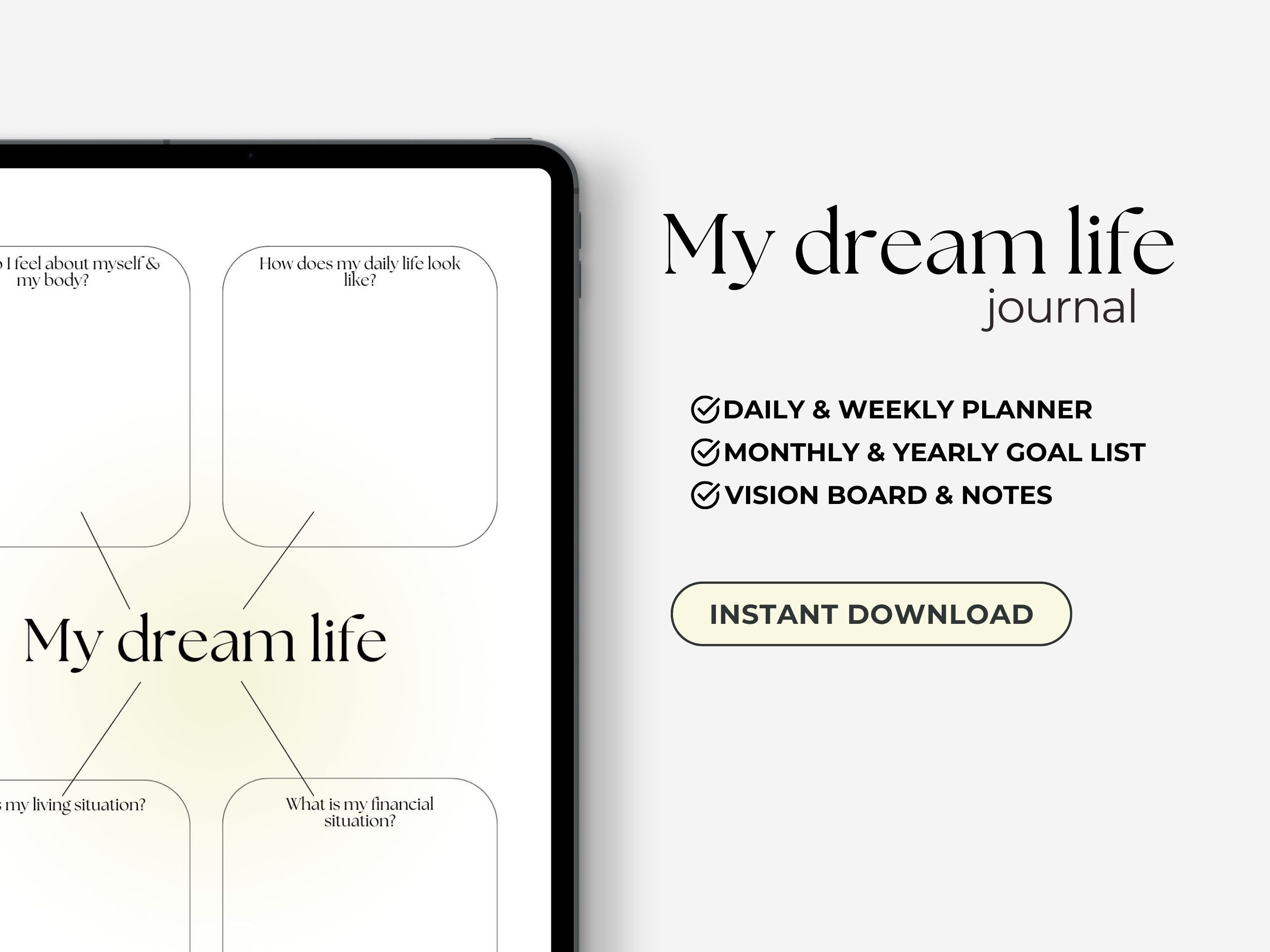 Dream Journal Goal Planner Digital Planner Printables Life - Etsy