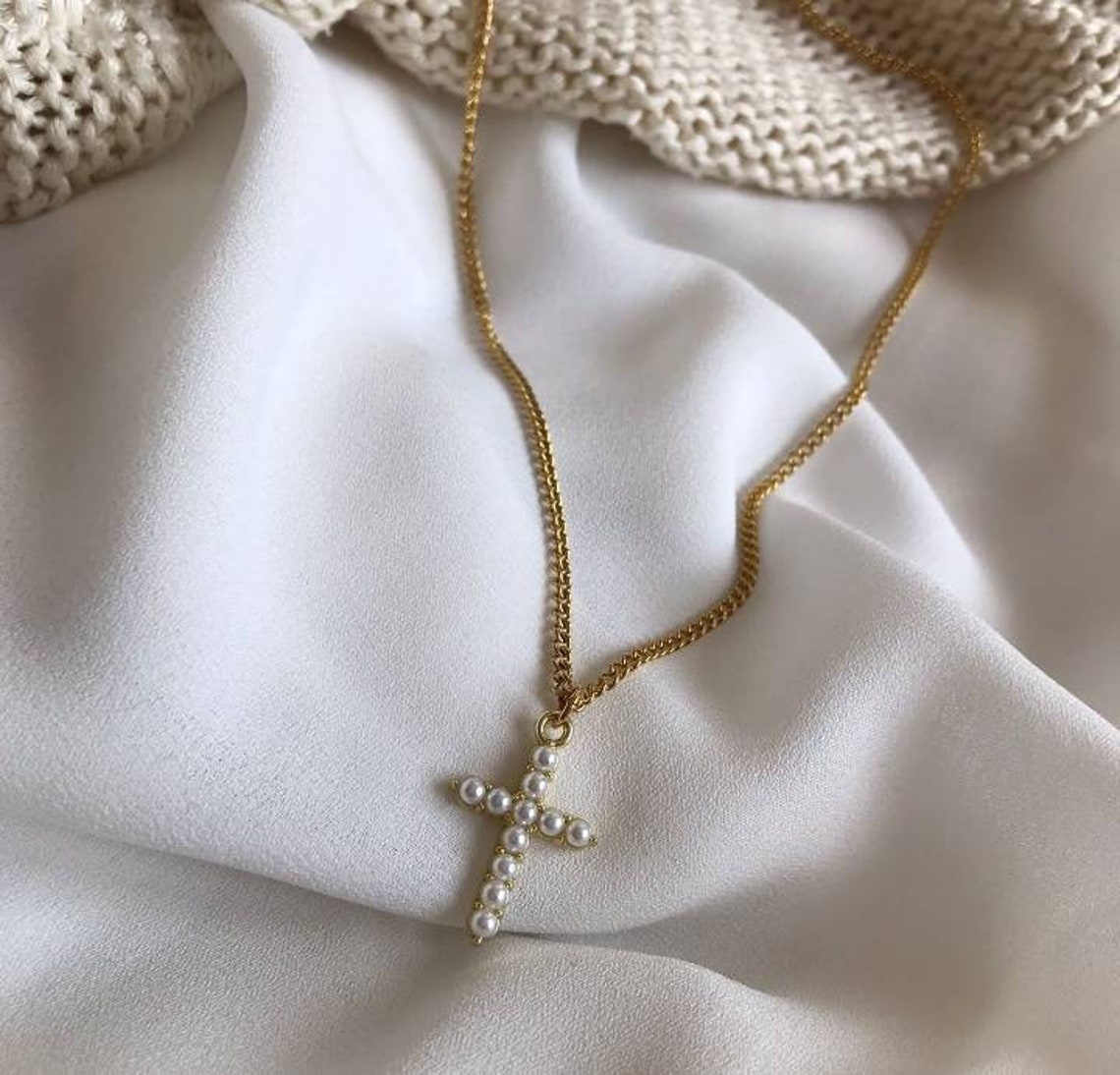 Cadena colgante con dije de Cruz en acero inoxidable Cruz Etsy