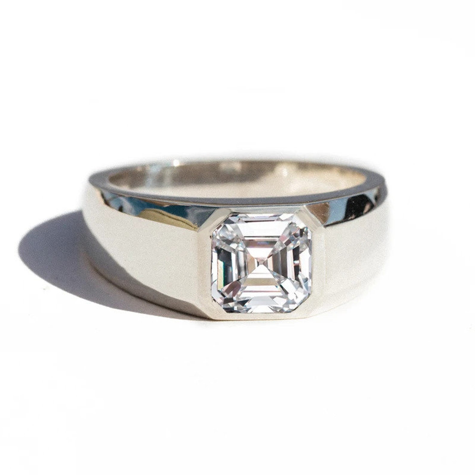 Full Bezel Type 2.25 Carat Asscher Cut Full White Moissanite Etsy
