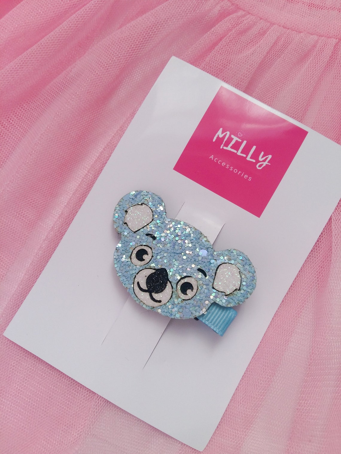Koala hair clip. Cute animals hairclips. Blue koala. Sparkly Etsy