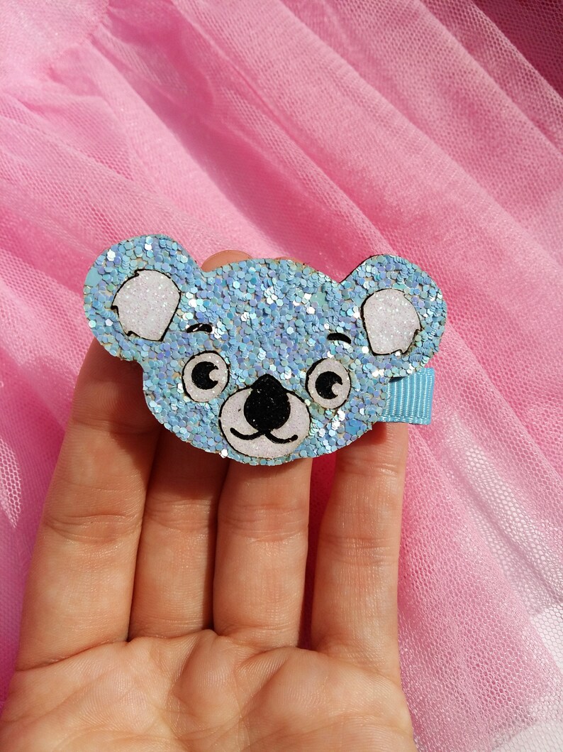 Koala hair clip. Cute animals hairclips. Blue koala. Sparkly Etsy