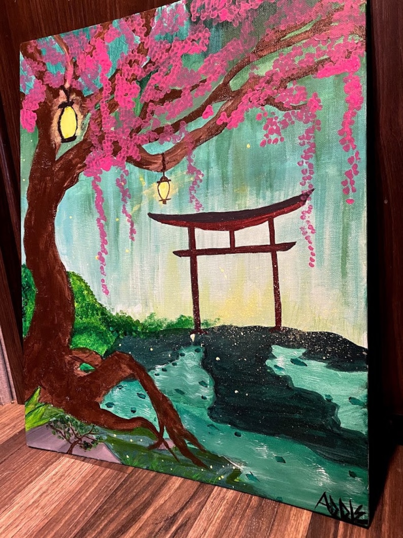 Japanese Garden Painting, Chinese Garden, Anime Paintings, Cherry