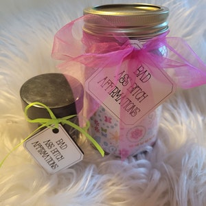 Bad Ass Bitch Affirmations, Sassy Words of Encouragement, Positive Affirmations, Encouragement Jar Gift, Inspirational Gift, Bestie Gift,