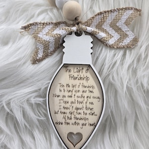 Friendship Christmas Ornament, Light Poem, Gift for Friends, Family, Coworkers, Gift Exchange, White Elephant, Exchange, Next Day Ship