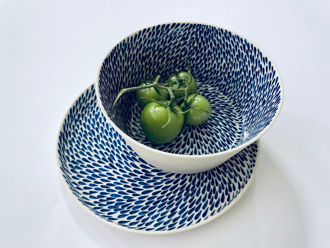 Serving Bowl, Polka Dot Bowl, Floral Serving Bowl, Decorative Bowls for