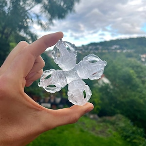 Hand Carved Crystal Dorje/Vajra | pure rock crystal | 10 centimeters
