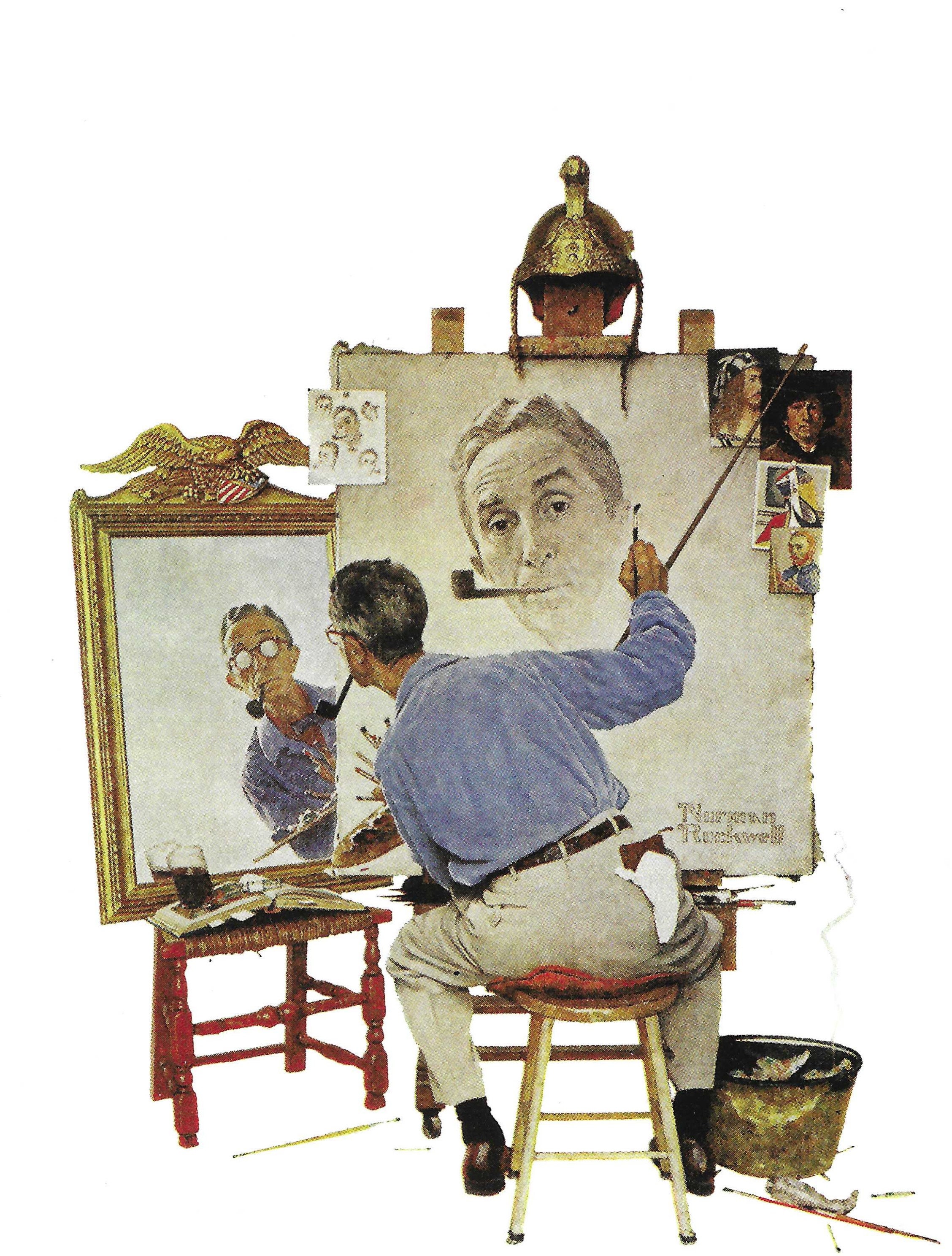 Le Triple Autoportrait De Norman Rockwell Carte postale Norman Rockwell/Triple Self Portrait Carte - Etsy France