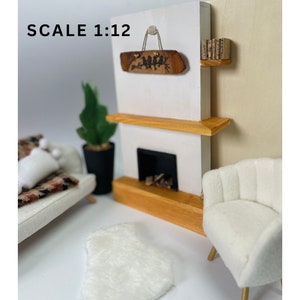 1:12 Scale Wooden Fireplace, Handmade Dollhouse Fireplace, Natural Wood Mantle, Dollhouse Miniature Furniture, Unique Collection