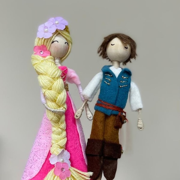 Ensemble de marionnettes Raiponce et prince, marionnettes de contes de fées, poupées de contes de fées, théâtre de marionnettes, cadeau de Noël pour enfants, marionnettes pour enfants