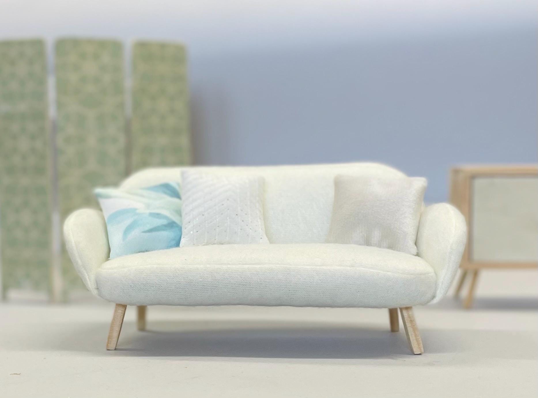Divano in miniatura per casa delle bambole, divano per casa delle bambole, divano grigio, mobili per casa delle bambole stampati in 3D, mobili in scala 1:12 in miniatura - Italia