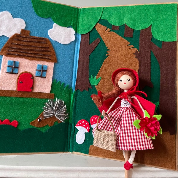 Little Red Riding Hood Puppets Set, Christmas Gift for Kids, Fairy Tale Puppets, Fairy Tale Dolls, Theatre, Puppets for Kids, Birthday Gift