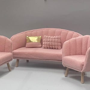 Glamour Sofa for 12” Fashion Doll, 1:6 Scale Sofa, Living Room Sofa, Dollhouse Furniture, Miniature Set for Dollhouse, Gift for Girl