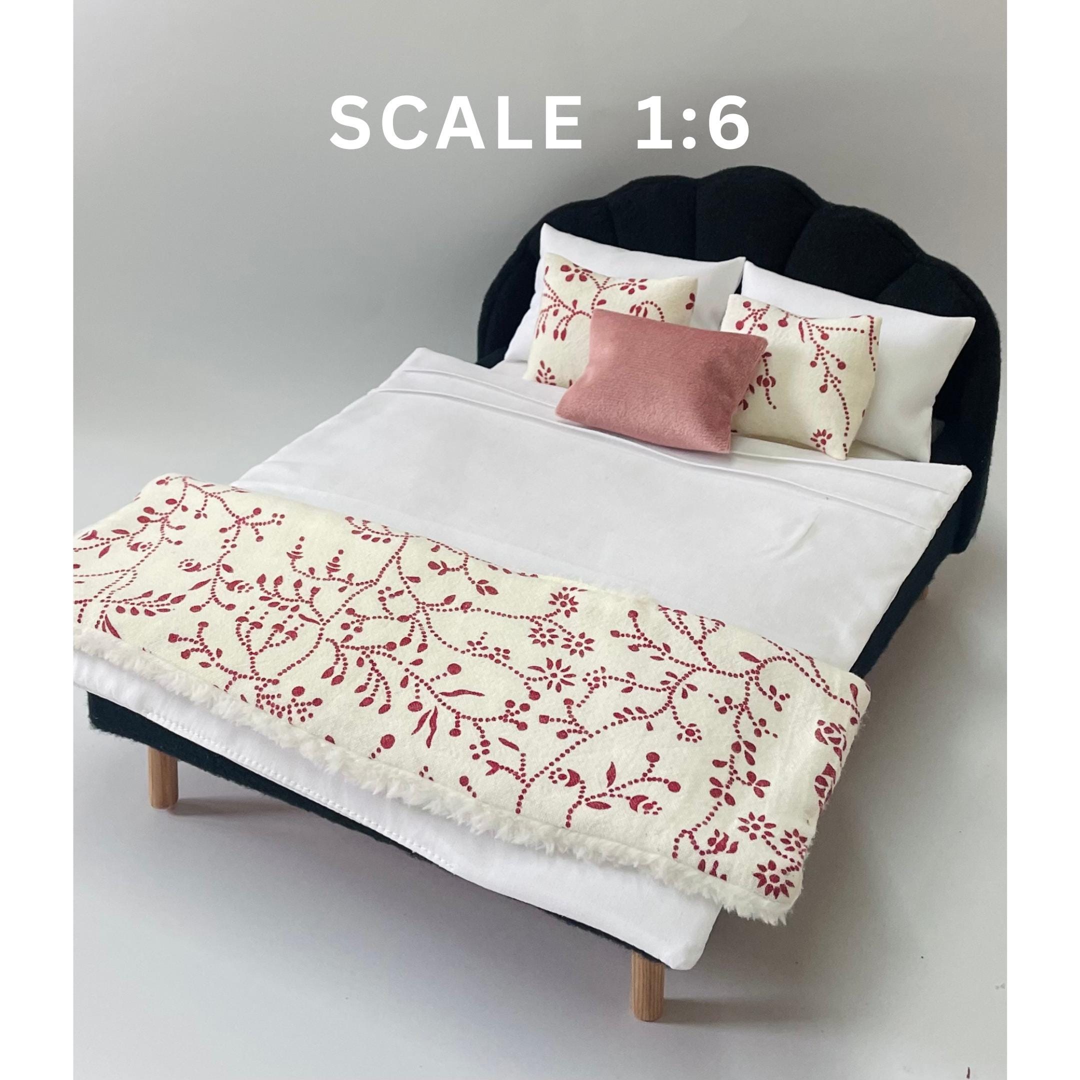 Parure de lit pour poupée de 45,7 cm, accessoires de literie 4 pièces comprenant couverture/couette, oreiller, drap, matelas de 47,5 x 29,0 cm, imprimé rose