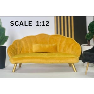 Art Deco Miniatur Sofa, Maßstab 1:12 Sofa, Miniaturmöbel, Modernes Art Deco, Puppenhaus Sofa, Puppenhaus Sofa, Geburtstagsgeschenk