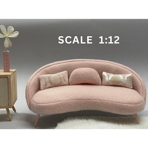 Glamour Sofa, MiniStudioPL Collection, Puppenhaus Miniatur Sofa, Miniatur Möbel, Sofa im Maßstab 1:12, das moderne Puppenhaus Sofa