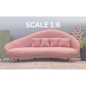 Modern Dollhouse Sofa, Miniature Sofa, 1:6 Scale Sofa, Sofa for 12&quot; Dolls, Christmas Gift for Kids, Dollhouse Living Room Gift for Girl