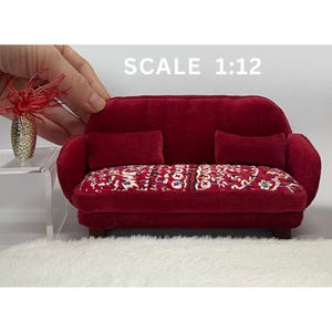 Dollhouse Red Sofa, 1:12 Scale Sofa, Statement Miniature Sofa, Dollhouse Furniture, Dollhouse Living Room, Miniature Furniture, Unique