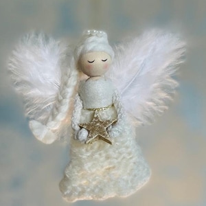 Christmas Angel with Pearls, Hanging Angel Ornament, White Angel, Christmas Tree Decoration, Christmas Gift, Angel, Unique Product