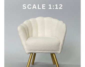 Dollhouse Armchair, 1:12 Scale Miniature Armchair, Dollhouse Modern, Contemporary Modern Armchair, Handcrafted Armchair
