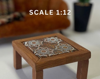 New! Miniature Table, Dollhouse Coffee Table, 1:12 Scale Wooden Side Table, Wooden Low Table, Miniature Furniture