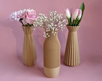 Set of 3 3D Printed Geometric Vases | Sustainable & Eco-Friendly | Perfect for Fresh Flowers or Dried Flower Arranging