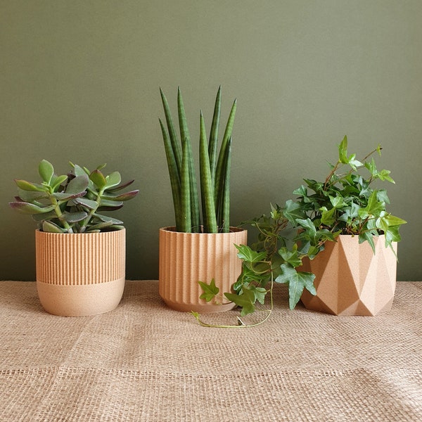 Eco Planter - SET OF THREE - Planet Friendly Geometric Plant Pots