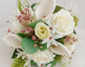 White Rose & Cala Lily Bouquet, Rustic Wedding Posy