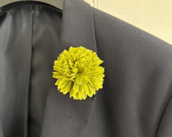 Handmade Green Floral Lapel Pin, Wedding Buttonhole