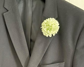 Handmade Pale Green Floral Lapel Pin, Wedding Buttonhole