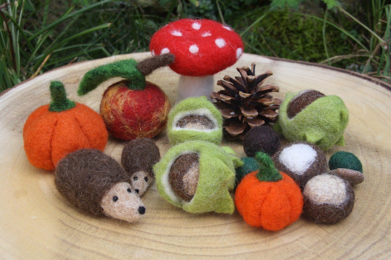 Gry & SIF Handgemachte Filz Pilze - 5er Set Fliegenpilze Herbstdeko