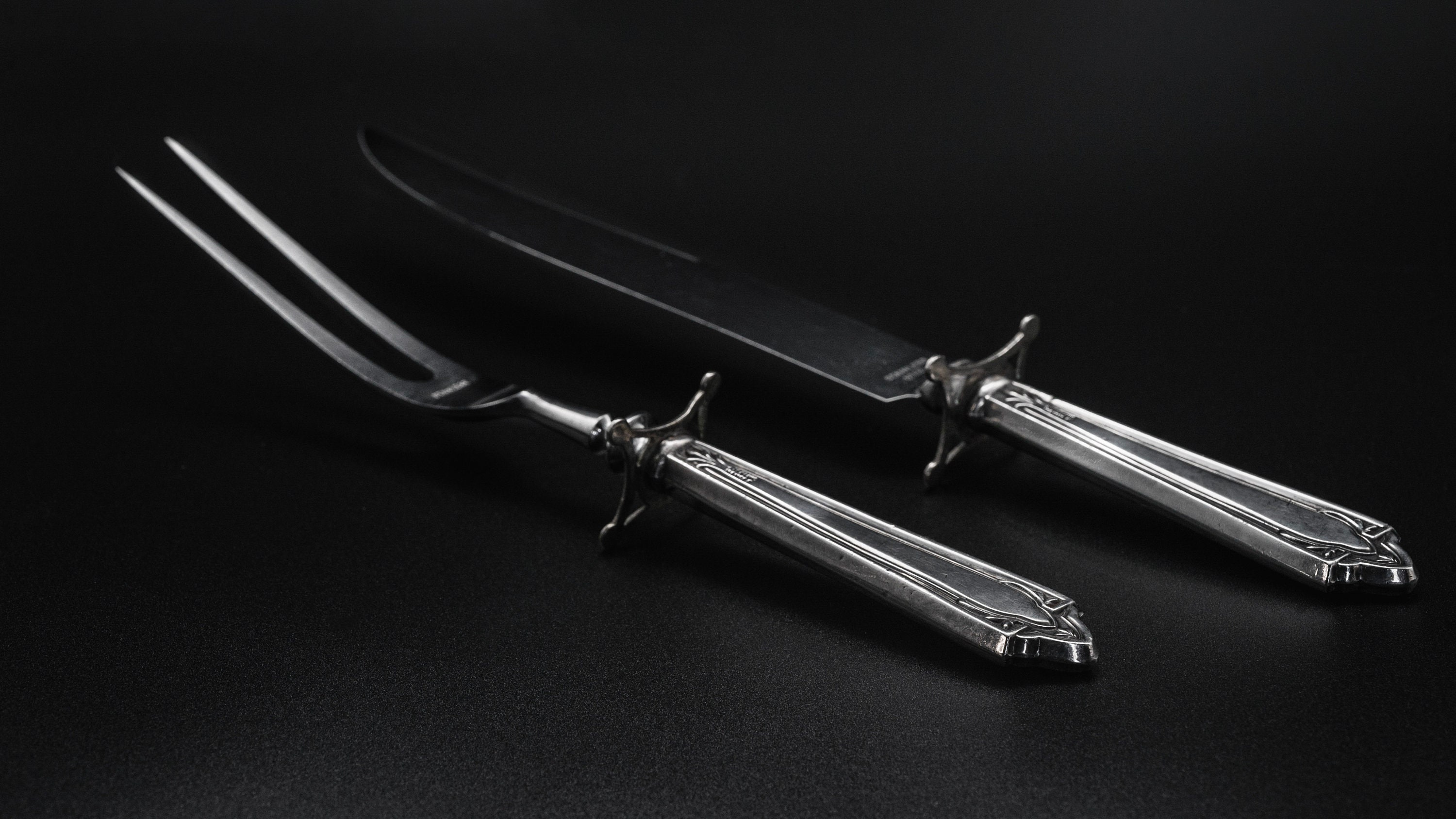 Vintage Sterling Silver Meat Carving Set Etsy