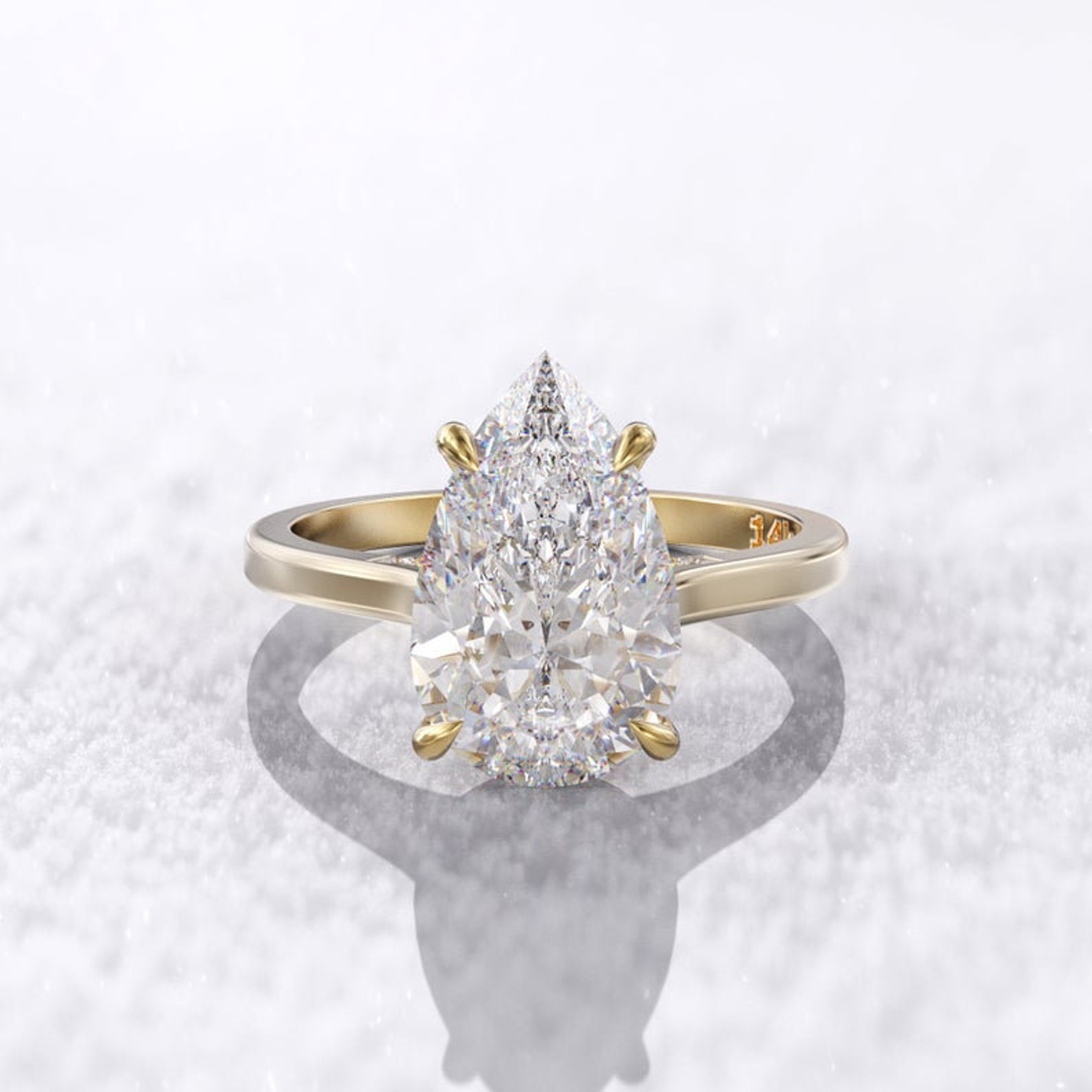 3 Carat Pear Cut Engagement Ring 3 Ct Pear Shaped Moissanite Etsy