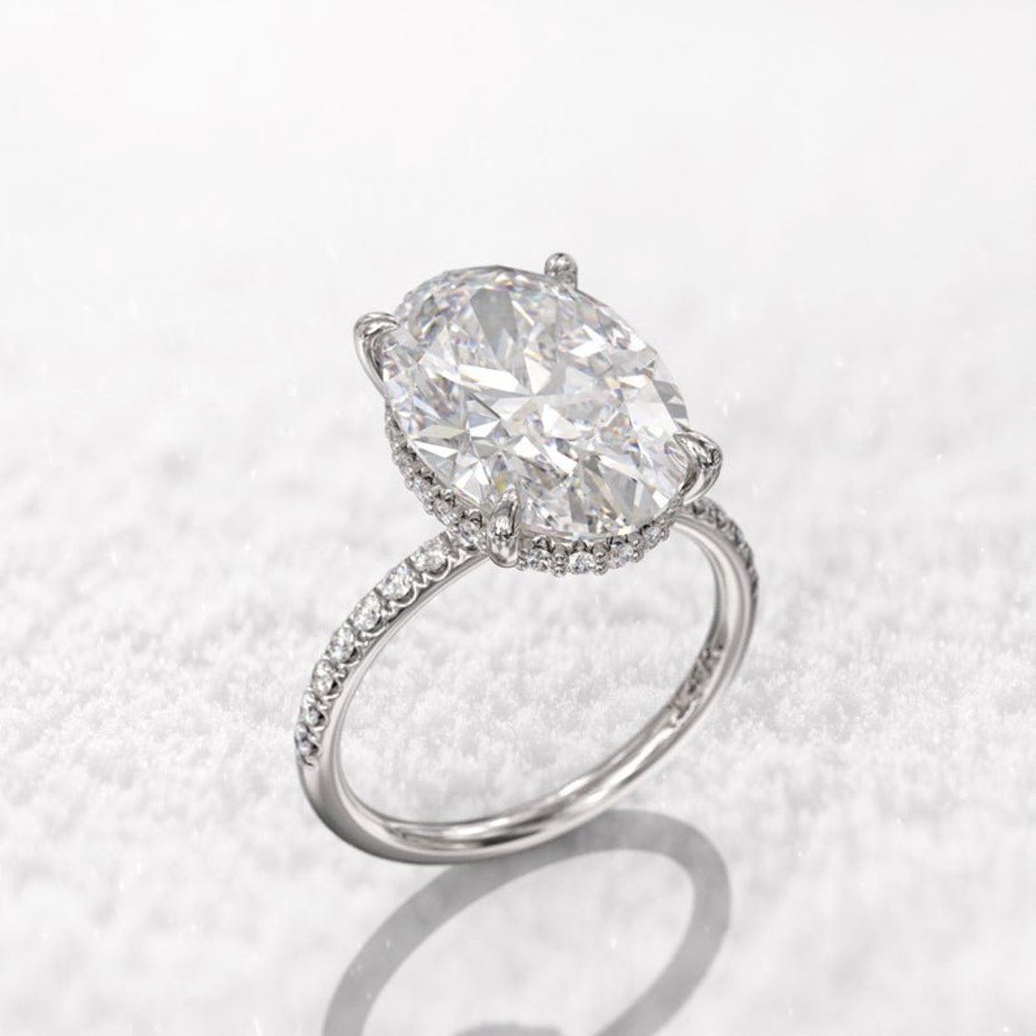 4ct oval engagement ring elongated oval crushed ice moissanite Etsy